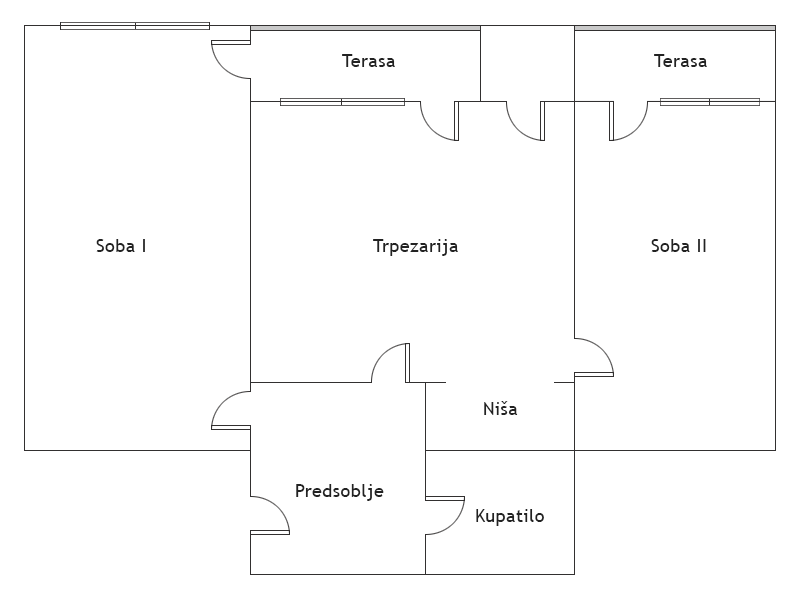 Plan stana - 68 kvadrata u centru Sokobanje